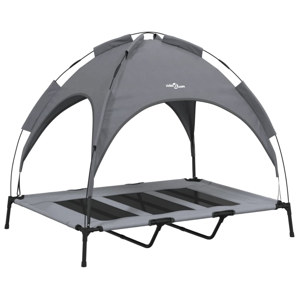 Hondenmand Met Luifel Oxford Stof En Staal Antracietkleurig 122 x 93 x 107 cm