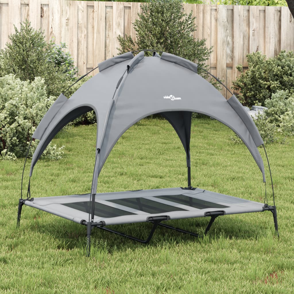 Hondenmand Met Luifel Oxford Stof En Staal Antracietkleurig 122 x 93 x 107 cm
