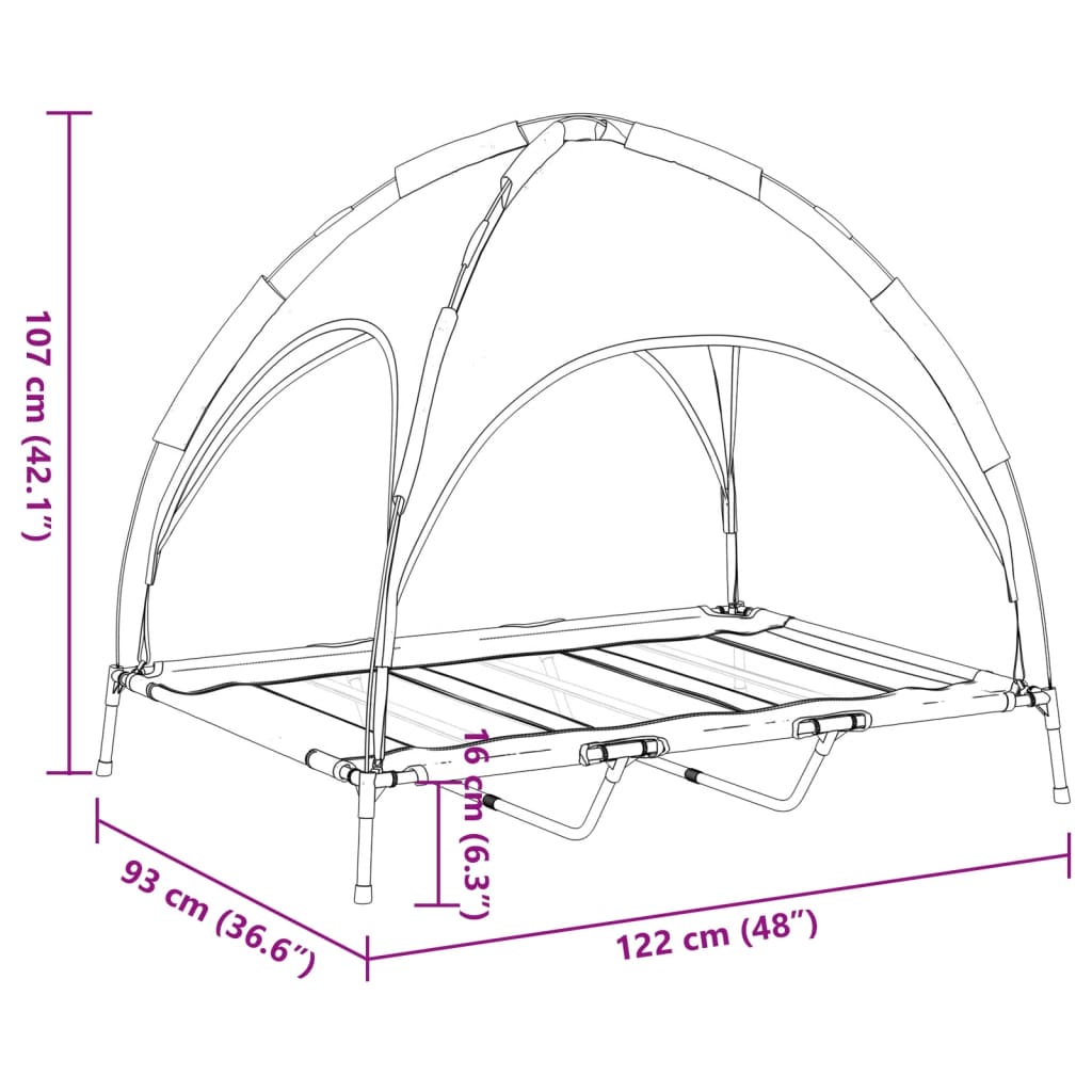 Hondenmand Met Luifel Oxford Stof En Staal Antracietkleurig 122 x 93 x 107 cm
