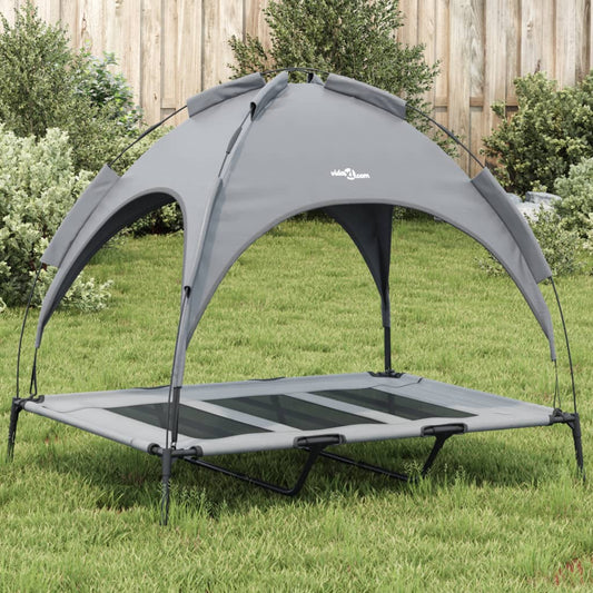 Hondenmand Met Luifel Oxford Stof En Staal Antracietkleurig 122 x 93 x 107 cm