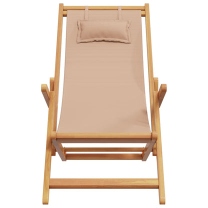 Strandstoel inklapbaar massief eucalyptushout en stof taupe