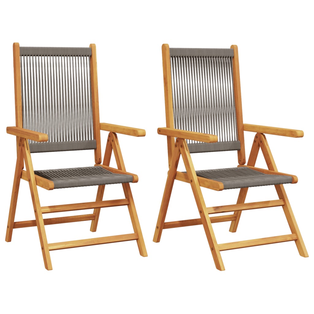 Tuinstoelen 2 st massief acaciahout en polypropeen grijs