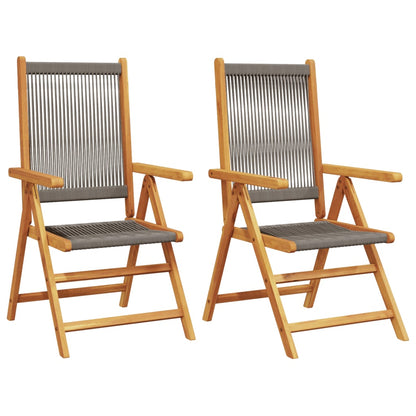 Tuinstoelen 2 st massief acaciahout en polypropeen grijs