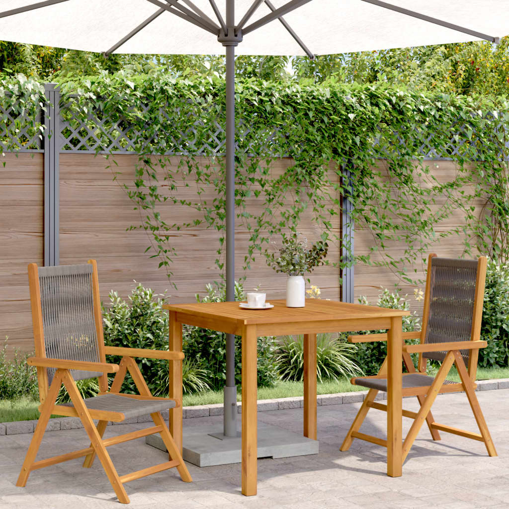 Tuinstoelen 2 st massief acaciahout en polypropeen grijs