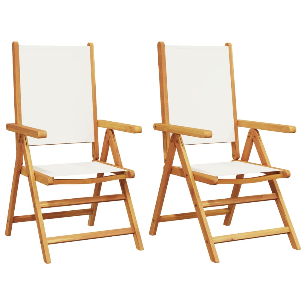 Tuinstoelen 2 st inklapbaar acaciahout en stof crèmewit
