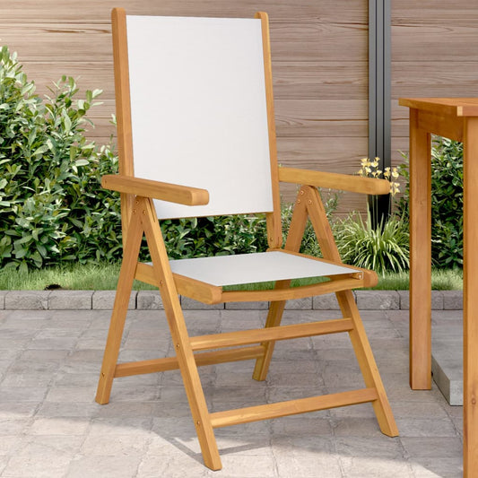 Tuinstoelen 2 st inklapbaar acaciahout en stof crèmewit