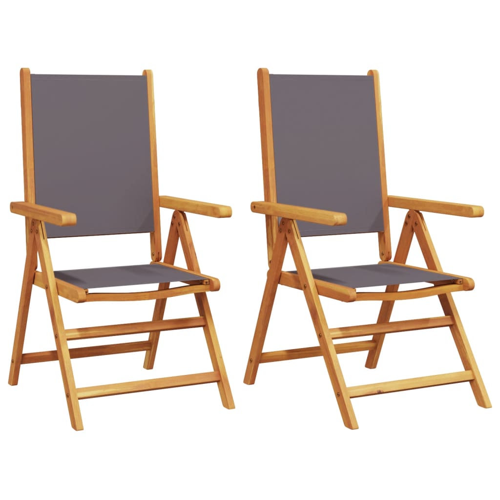 Tuinstoelen 2 st inklapbaar acaciahout en stof antracietkleurig
