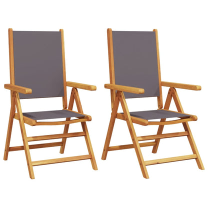 Tuinstoelen 2 st inklapbaar acaciahout en stof antracietkleurig
