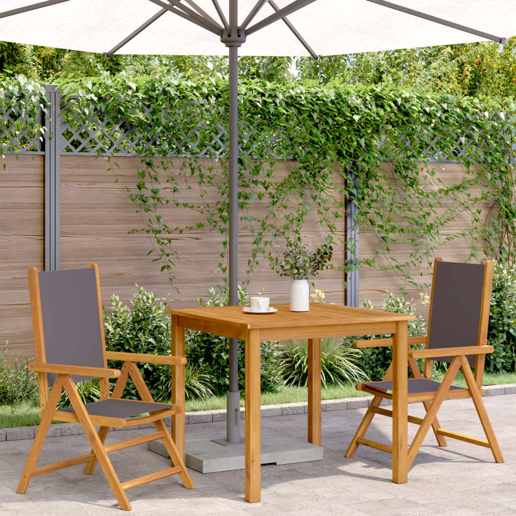 Tuinstoelen 2 st inklapbaar acaciahout en stof antracietkleurig