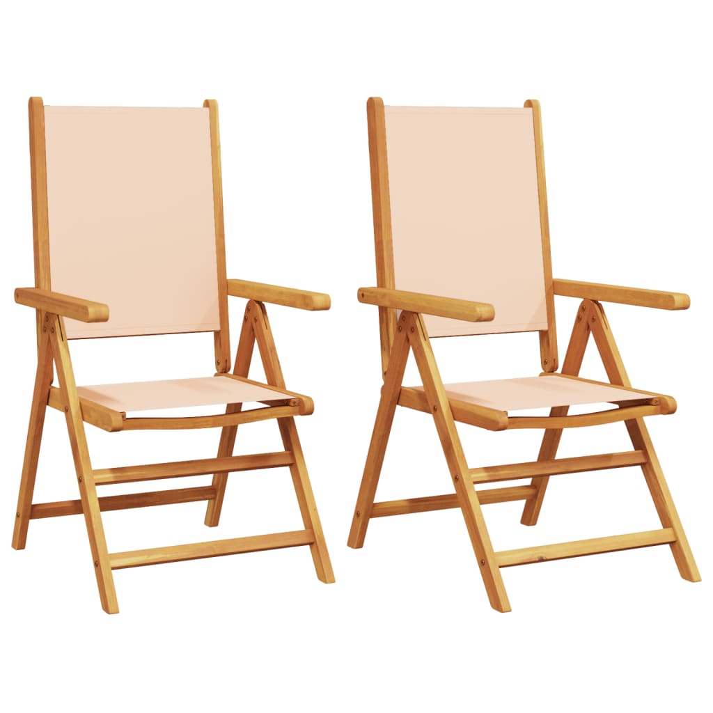Tuinstoelen 2 st massief acaciahout en stof beige