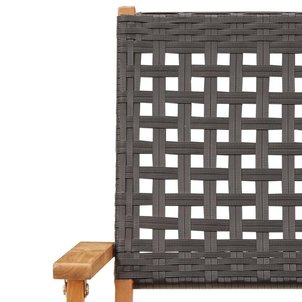 Tuinstoelen 2 st massief acaciahout en poly rattan zwart
