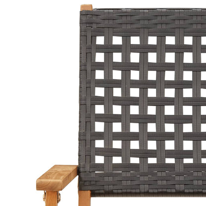 Tuinstoelen 2 st massief acaciahout en poly rattan zwart