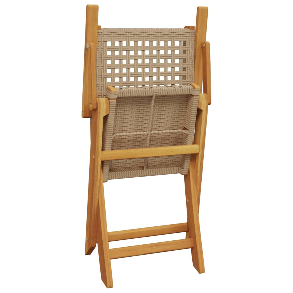 Tuinstoelen 2 st massief acaciahout en poly rattan beige