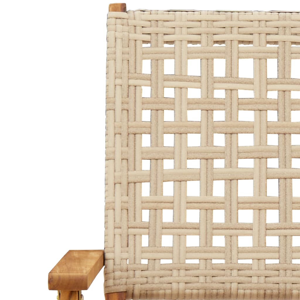Tuinstoelen 2 st massief acaciahout en poly rattan beige