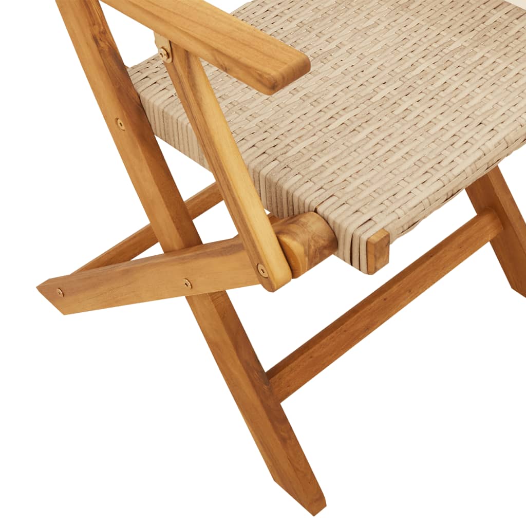 Tuinstoelen 2 st massief acaciahout en poly rattan beige