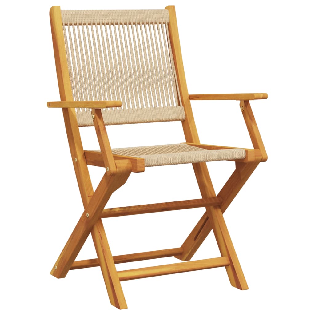 Tuinstoelen 2 st massief acaciahout en polypropeen beige