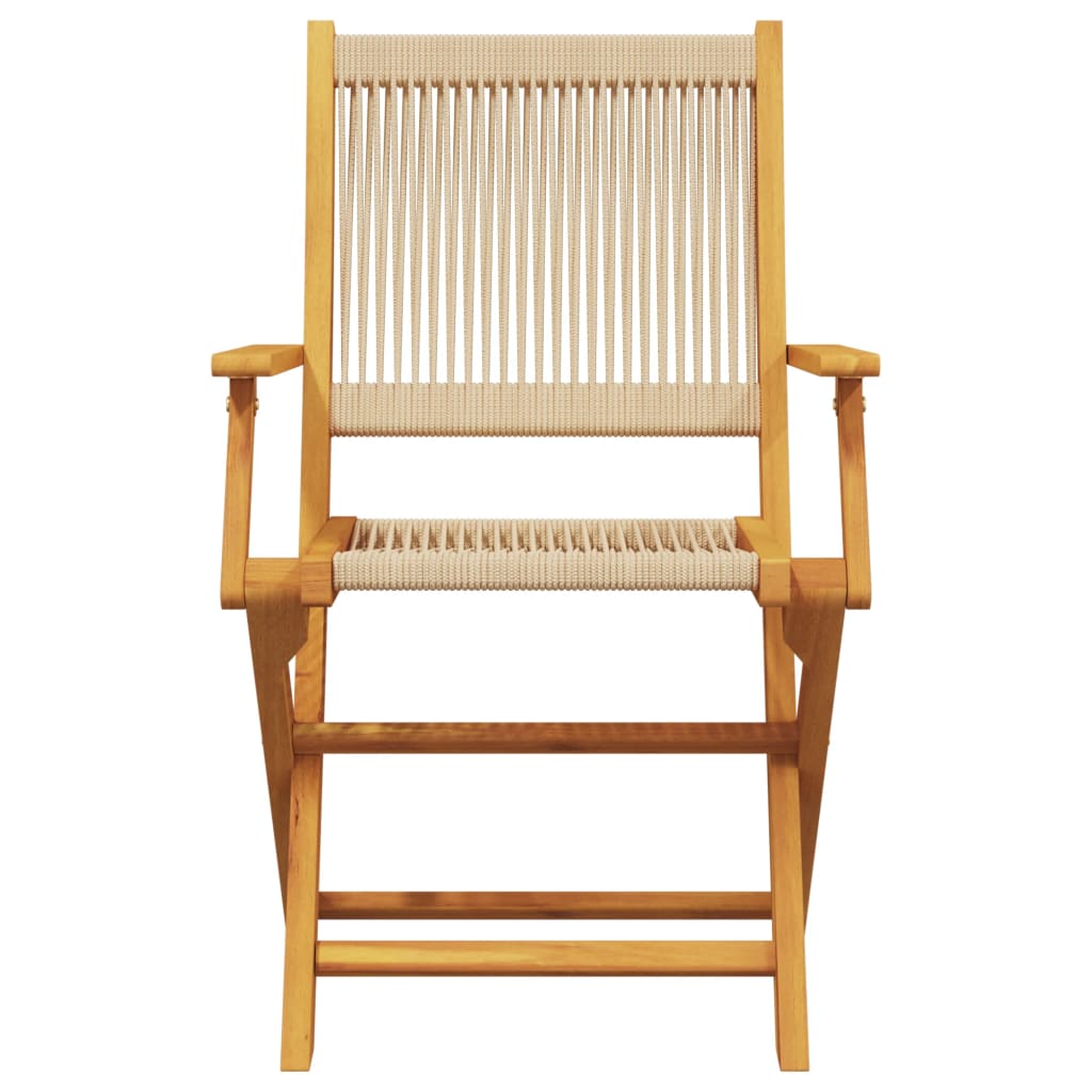 Tuinstoelen 2 st massief acaciahout en polypropeen beige