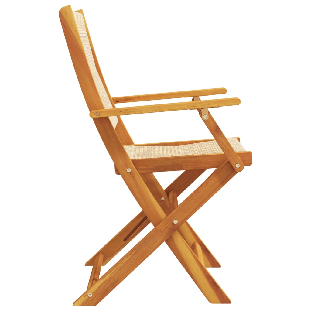 Tuinstoelen 2 st massief acaciahout en polypropeen beige