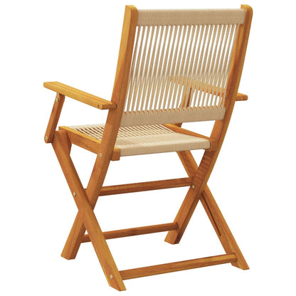 Tuinstoelen 2 st massief acaciahout en polypropeen beige
