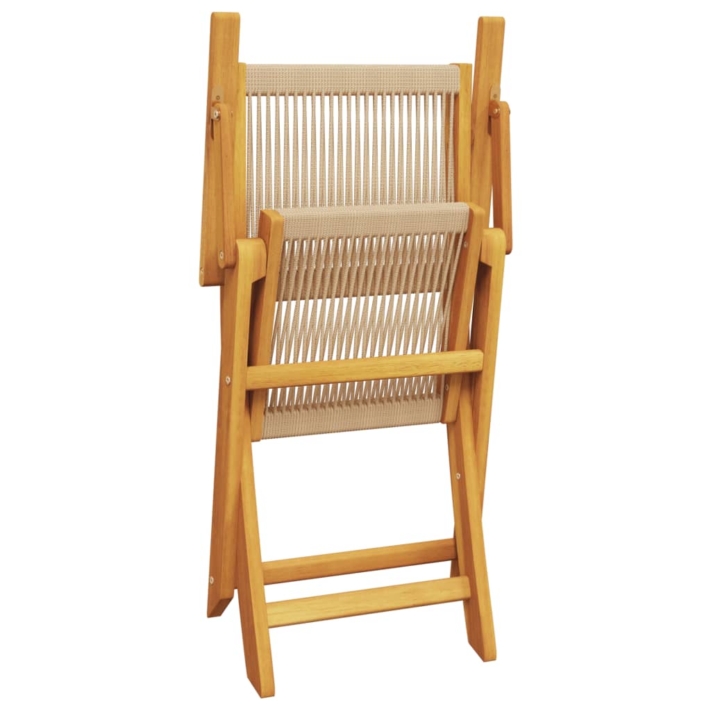 Tuinstoelen 2 st massief acaciahout en polypropeen beige