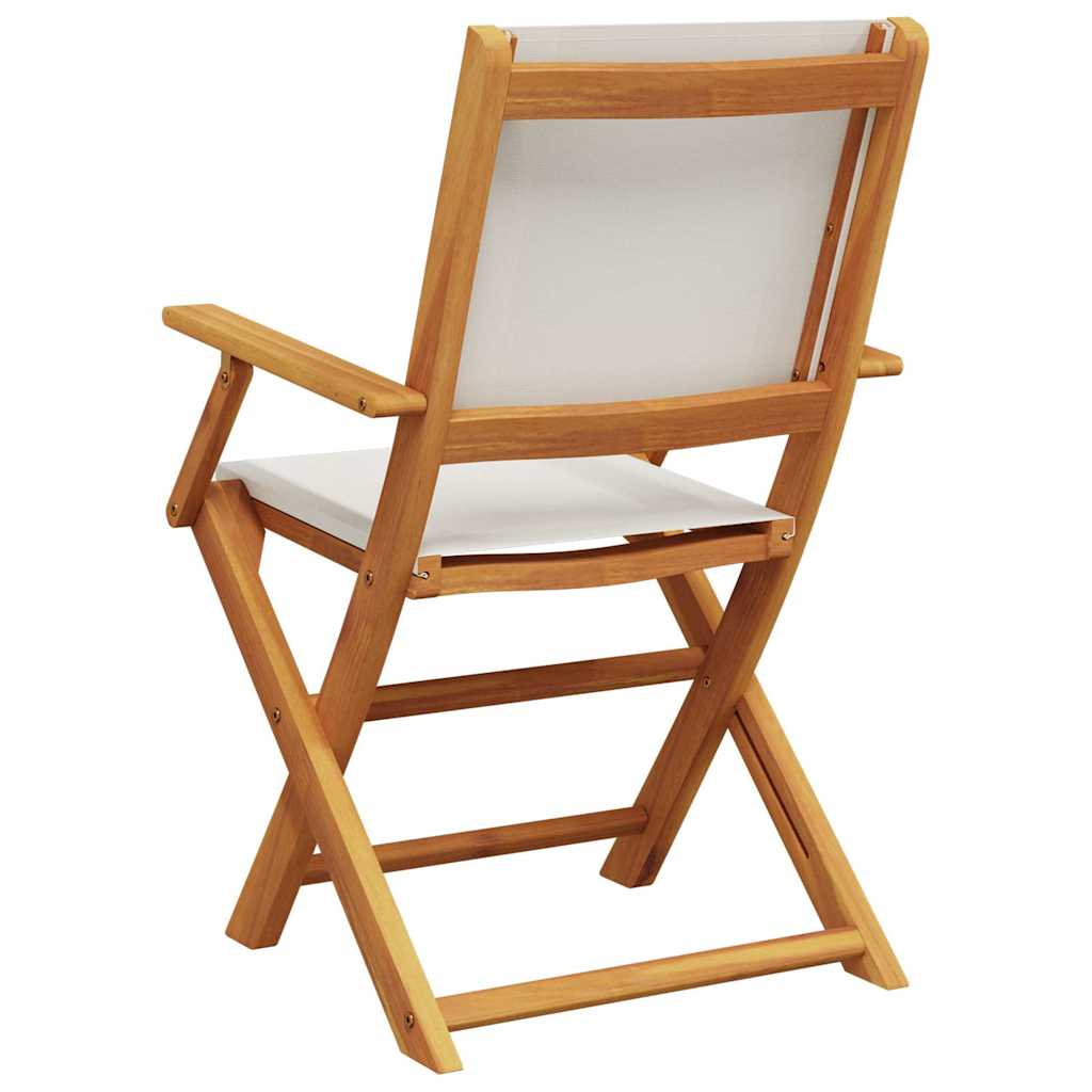 Tuinstoelen 2 st inklapbaar acaciahout en stof crèmewit