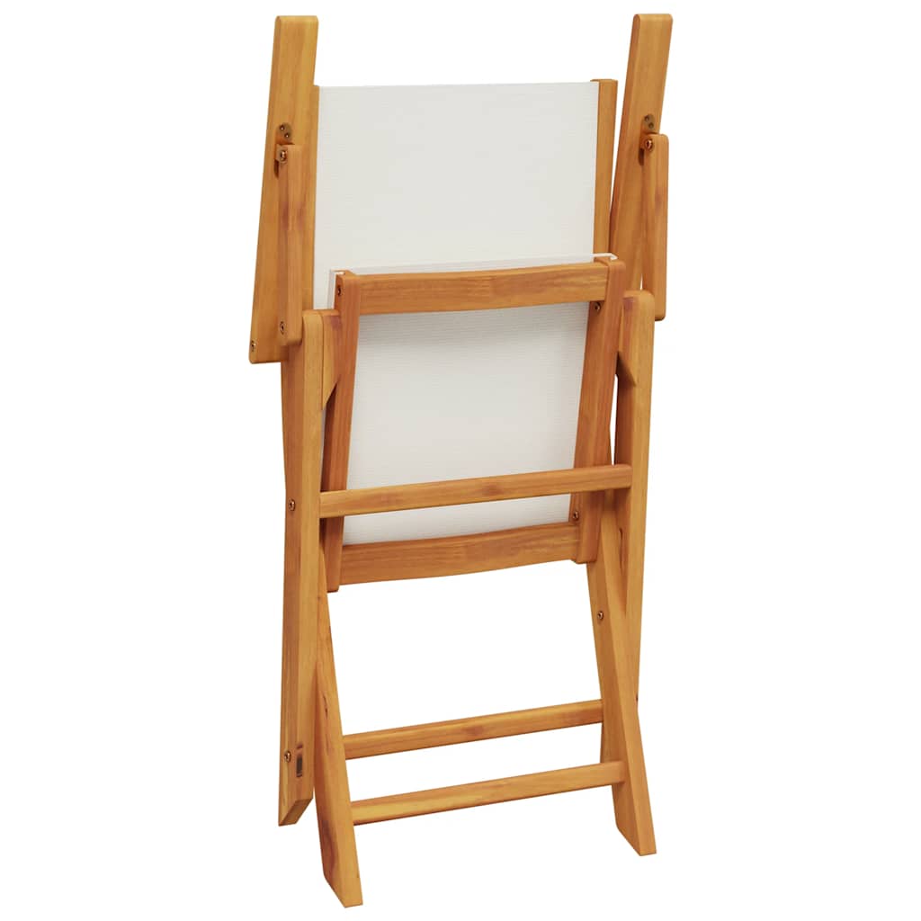 Tuinstoelen 2 st inklapbaar acaciahout en stof crèmewit