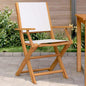 Tuinstoelen 2 st inklapbaar acaciahout en stof crèmewit