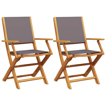 Tuinstoelen 2 st inklapbaar acaciahout en stof antracietkleurig