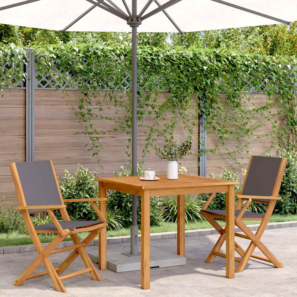 Tuinstoelen 2 st inklapbaar acaciahout en stof antracietkleurig