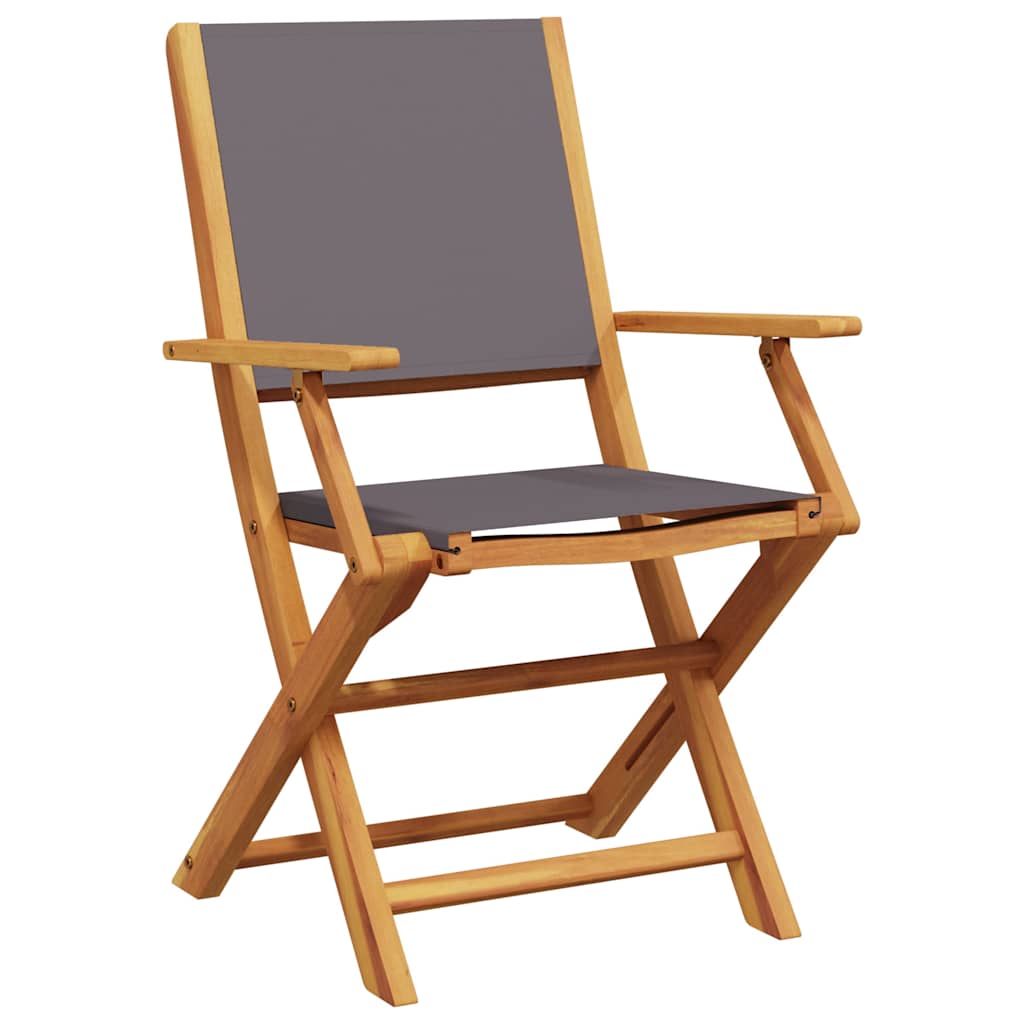 Tuinstoelen 2 st inklapbaar acaciahout en stof antracietkleurig
