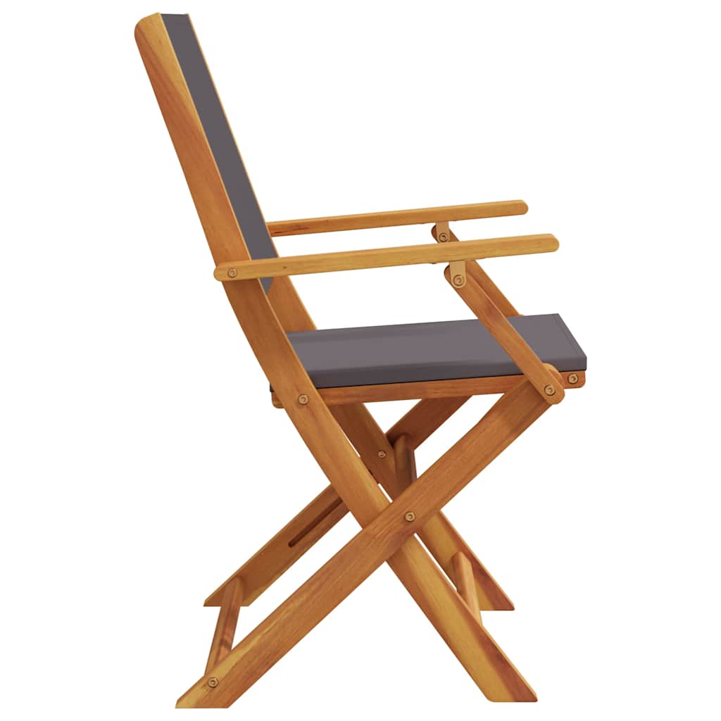 Tuinstoelen 2 st inklapbaar acaciahout en stof antracietkleurig