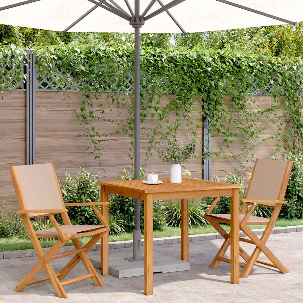 Tuinstoelen 2 st massief acaciahout en stof taupe