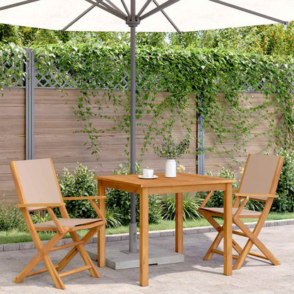 Tuinstoelen 2 st massief acaciahout en stof taupe