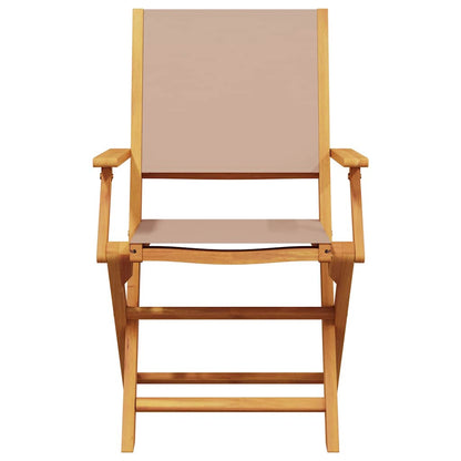 Tuinstoelen 2 st massief acaciahout en stof taupe