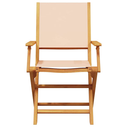 Tuinstoelen 2 st massief acaciahout en stof beige