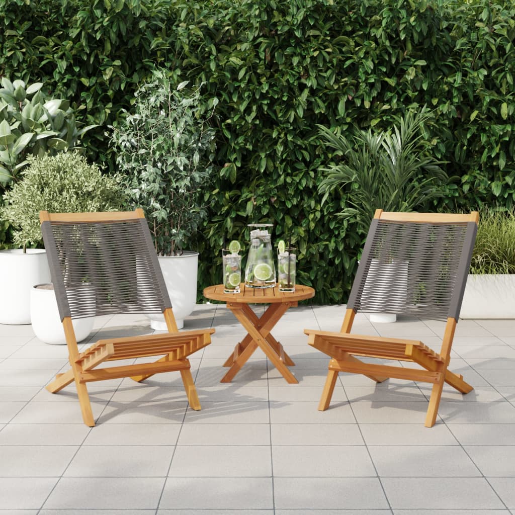 Tuinstoelen 2 st massief acaciahout en polypropeen grijs