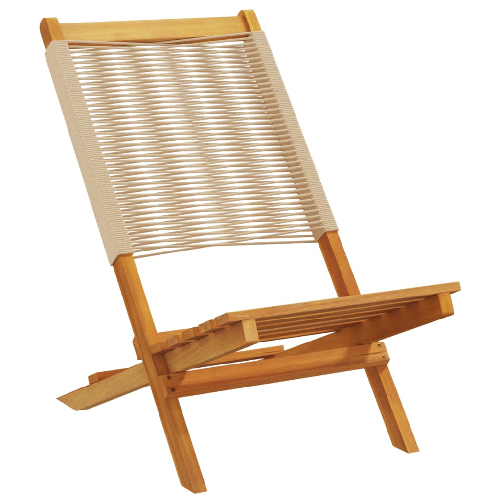 Tuinstoelen 2 st massief acaciahout en polypropeen beige