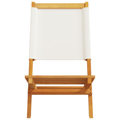 Tuinstoelen 2 st inklapbaar acaciahout en stof crèmewit