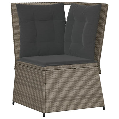 Tuinhoekbank met kussens poly rattan grijs