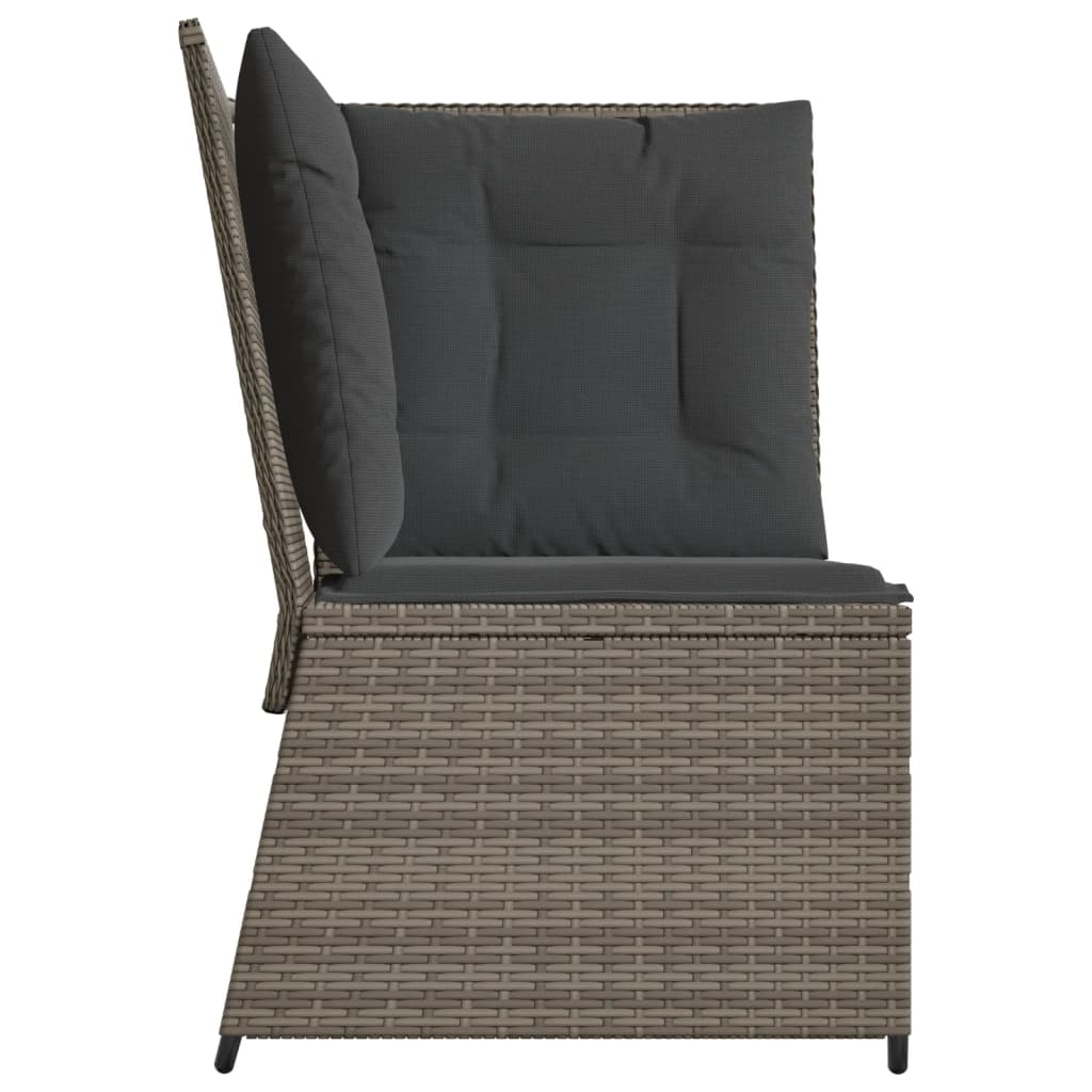 Tuinhoekbank met kussens poly rattan grijs