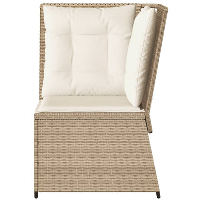 Tuinhoekbank met kussens poly rattan beige