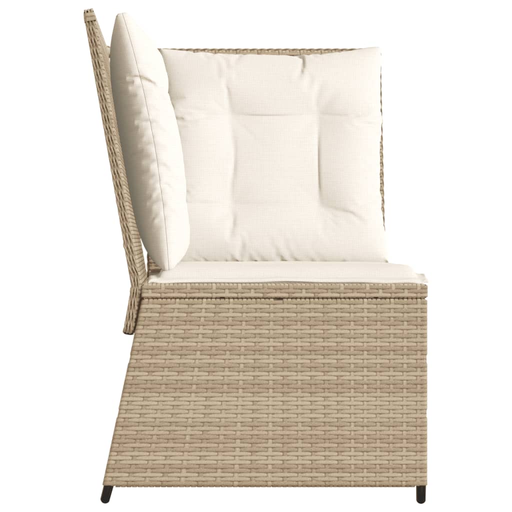 Tuinhoekbank met kussens poly rattan beige