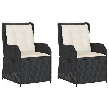Tuinstoelen 2 st verstelbaar met kussens poly rattan zwart