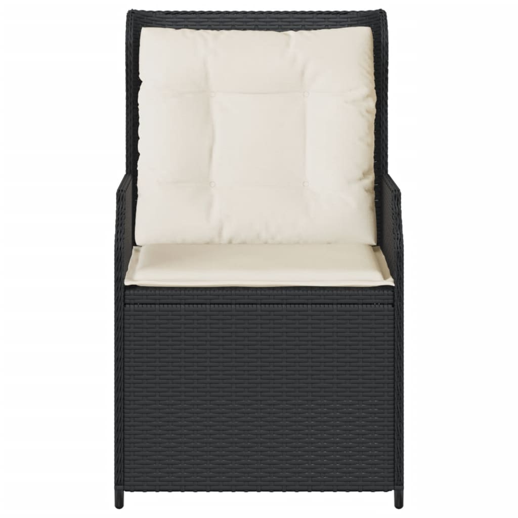 Tuinstoelen 2 st verstelbaar met kussens poly rattan zwart