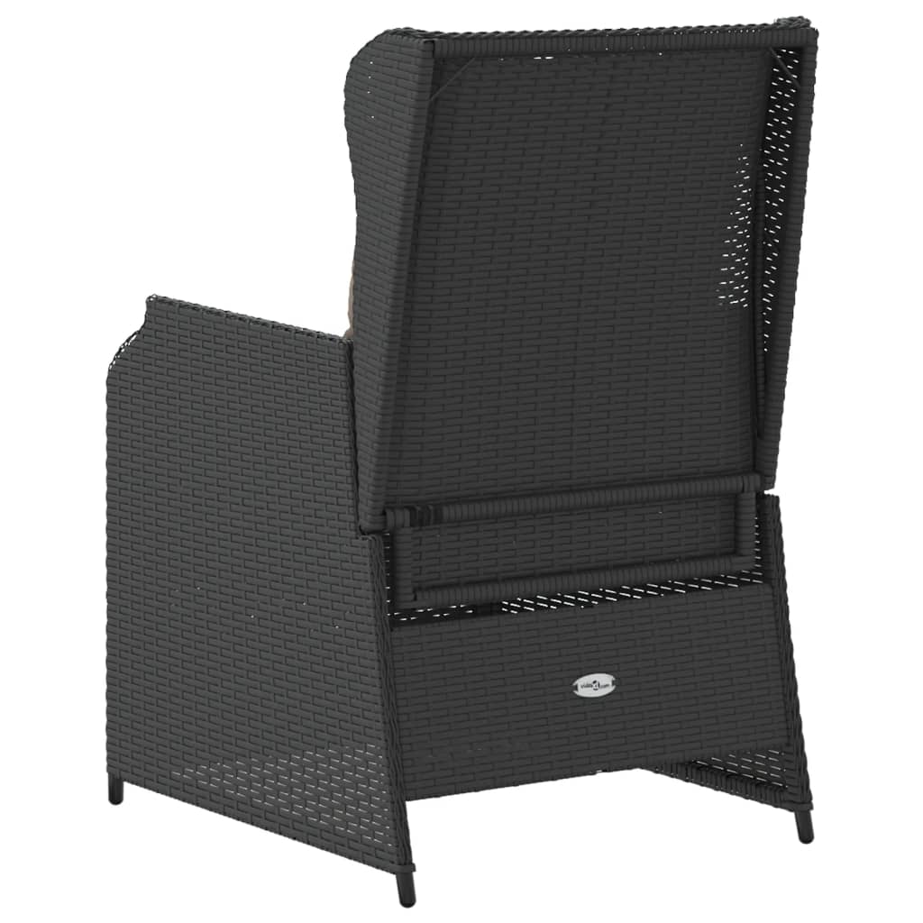 Tuinstoelen 2 st verstelbaar met kussens poly rattan zwart