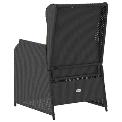 Tuinstoelen 2 st verstelbaar met kussens poly rattan zwart