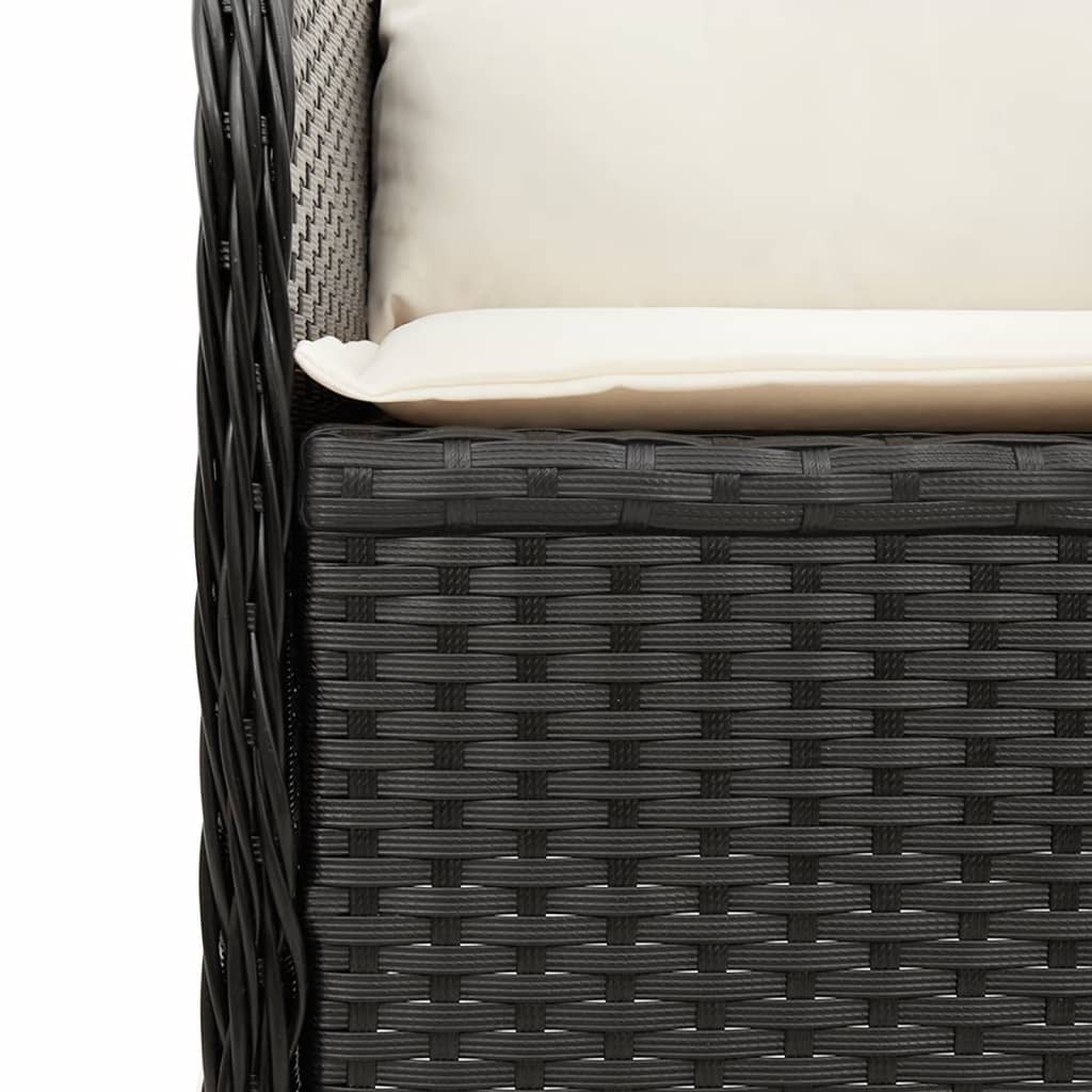 Tuinstoelen 2 st verstelbaar met kussens poly rattan zwart