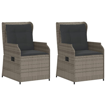 Tuinstoelen 2 st verstelbaar met kussens poly rattan grijs
