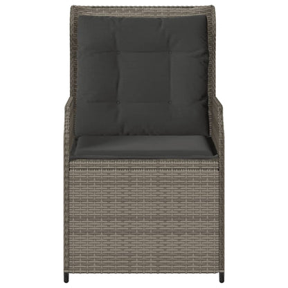 Tuinstoelen 2 st verstelbaar met kussens poly rattan grijs