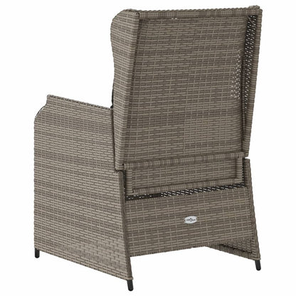 Tuinstoelen 2 st verstelbaar met kussens poly rattan grijs